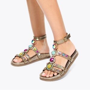 Kurt Geiger Metallic Sandals with Jewel Accents (Octavia gladiator)